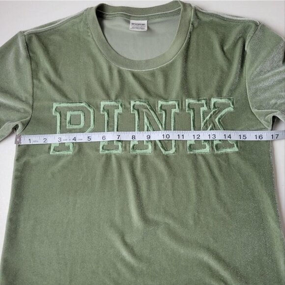 Pink victoria's secret velour short sleeve top green XS - Picture 5 of 8